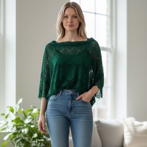 Lace Green Sheer Blouse - size L